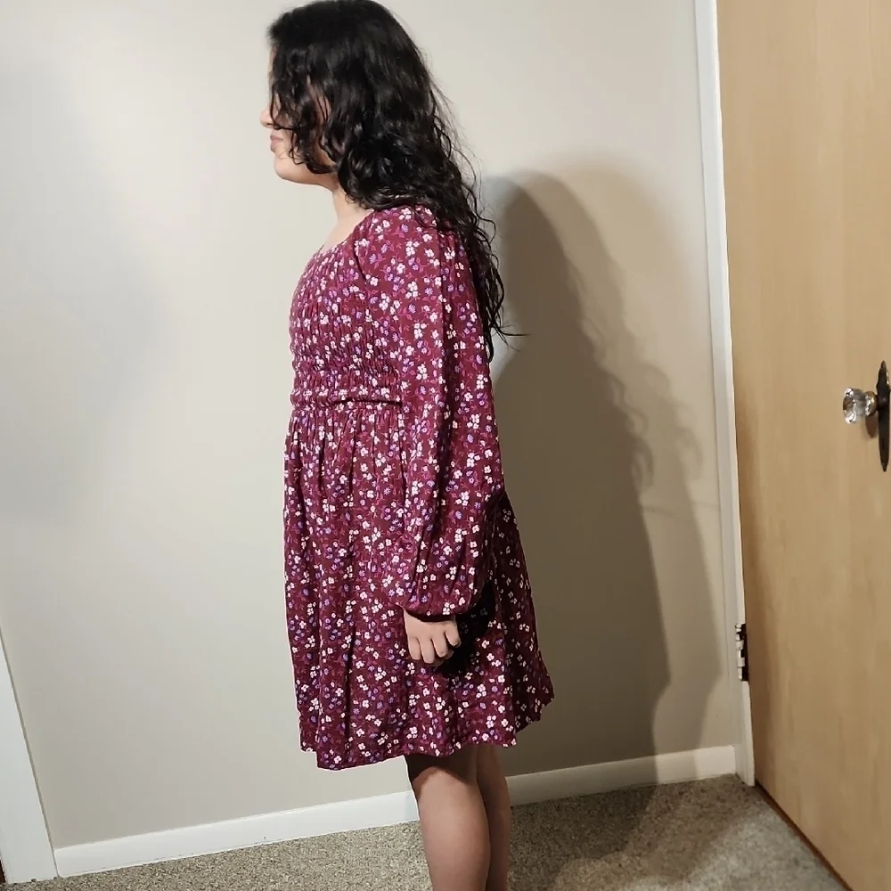 Cat & Jack Red Casual Sundress with Bishop Sleeves